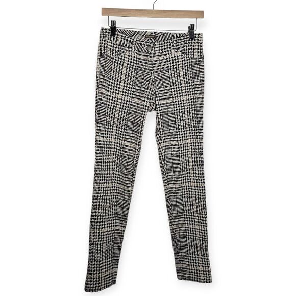 J MCLAUGHLIN Size 2 Becca Slim Leg Ankle Pants Houndstooth Plaid Black White - Picture 1 of 4